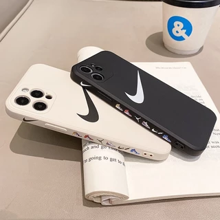 Ốp Điện Thoại tpu Silicon Mềm Chống Sốc Viền Vuông In Logo Nike Sang Trọng Cho iPhone 15 14 13 12 11 Pro Max X XS XR 7 8 Plus