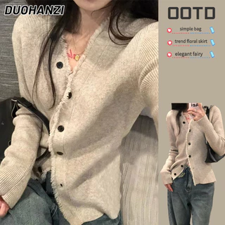 DUOHANZI Áo cardigan Dệt Kim Cổ Chữ v Tay Dài Phong Cách Xuân Thu Mới Cho Nữ