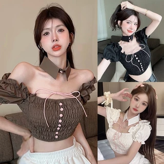 Áo Croptop Tay Ngắn Dáng Ôm Thời Trang Mùa Hè Quyến Rũ Cho Nữ