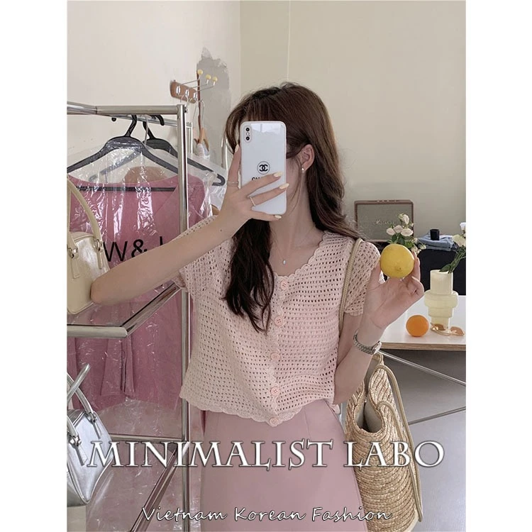 Minimalist Labo Áo Khoác Cardigan Dệt Kim Dáng Ngắn Phong Cách Thời Trang Mùa Hè 2023