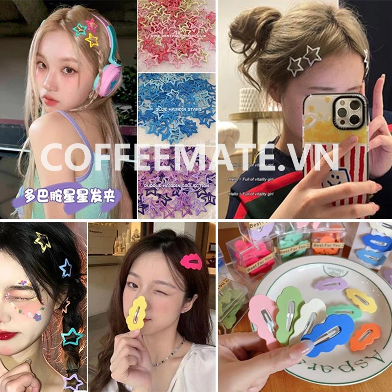 ⚡CM⚡Kẹp Tóc Ngôi Sao Nhiều Màu Sắc Ngọt Ngào Cho Nữ 1 Cái - Kẹp Tóc HìNh ĐáM Mây Dễ Thương ThờI Trang