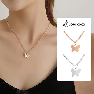 JOJO COCO Vòng cổ Hình Bướm Màu Vàng / Bạc Phong Cách Hàn Quốc Cổ Điển Thời Trang Cho Nữ