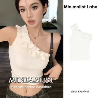 Áo lửng hai dây Minimalist Labo dệt kim eo cao gợi cảm cho nữ