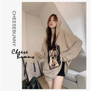 CheeseBunny Áo hoodie Tay Dài In Hình Cún Con Đáng Yêu Phong Cách retro Hàn Quốc