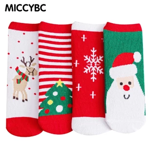 [MICCYBC]1 Đôi Vớ cotton Giữ Ấm Mềm Mại In Họa Tiết Giáng Sinh / Năm Mới Cho Bé Trai / Gái