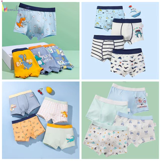 Bộ 4 Quần Lót Boxer Chất Liệu 95% cotton Họa Tiết Khủng Long Hoạt Hình Cho Bé Trai 2-12 Tuổi