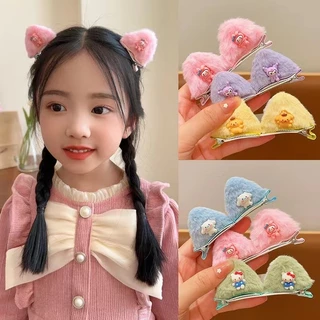 Trẻ Em Sanrio Mũ Đội Đầu Bé bb Kẹp 2024 Sang Trọng Ba Chiều Tai Mèo Kẹp Tóc Cô Gái Dễ Thương Bên Cặp Kẹp 1 Cặp Tóc