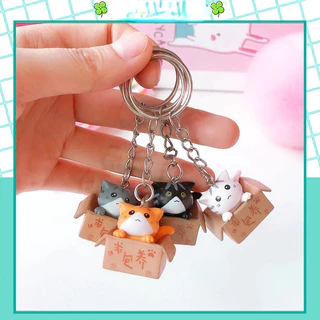 Móc khóa mèo con bỏ trong hộp keychain chìa khóa box cat YK