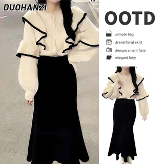 DUOHANZI Áo Khoác Cardigan Dệt Kim Dáng Rộng Phong Cách Hàn Quốc Thời Trang Cho Nữ