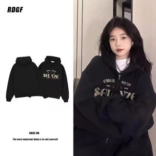 Rdgf Áo sweater Có Khóa Kéo oversize Thời Trang Thu Đông Phong Cách Hàn Quốc Dành Cho Nữ