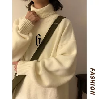 Áo sweater Cổ Lọ In Họa Tiết vintage Thời Trang Hàn Quốc Cho Nam áo sweater form rộng áo sweater unisex