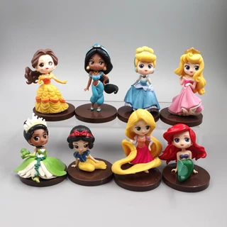 8 Cái / bộ 5-8cm Anime Hoạt Hình Công Chúa Hình Bạch Tuyết Rapunzel Lọ Lem Nàng Tiên Cá Ariel Bella Jasmine Q Phiên Bản PVC Nhân Vật Hành Động Mô Hình Đồ Chơi Búp Bê