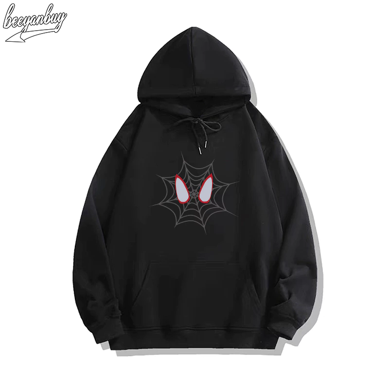 Áo khoác nỉ nam đen BEEYANBUY hoodie cotton fashion in hình spider man unisex 100% cotton-Y0560