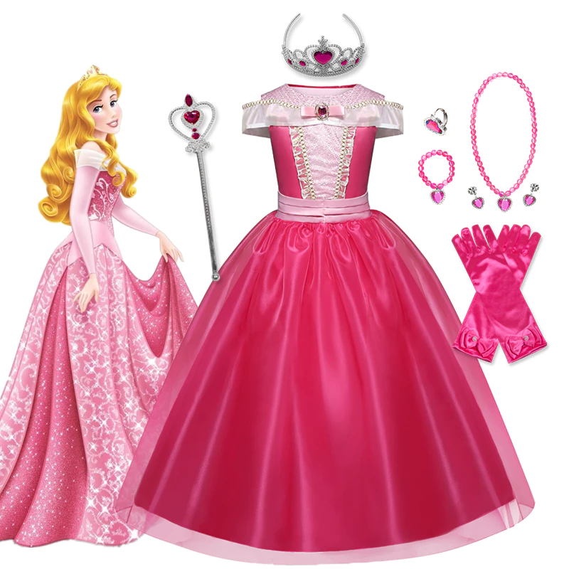 [NNJXD]Sleeping Beauty Fancy Princess Girl Princess Dress Tulle Baby Birthday Halloween Cosplay Costume Child Clothing