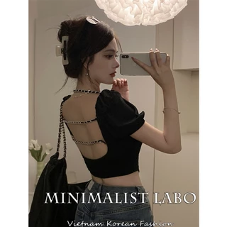 MINIMALIST LABO Áo thun croptop thời trang Hàn Quốc 2023 cho nữ