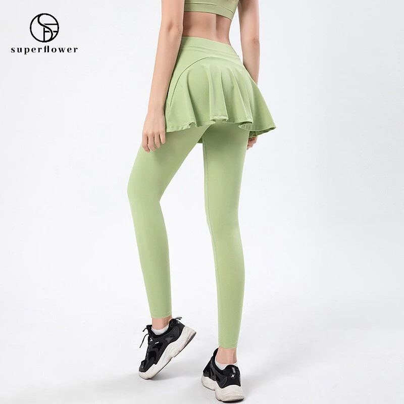 Quần Legging Thể Thao 2 Trong 1 Phối Váy Và Túi Thời Trang Cho Nữ