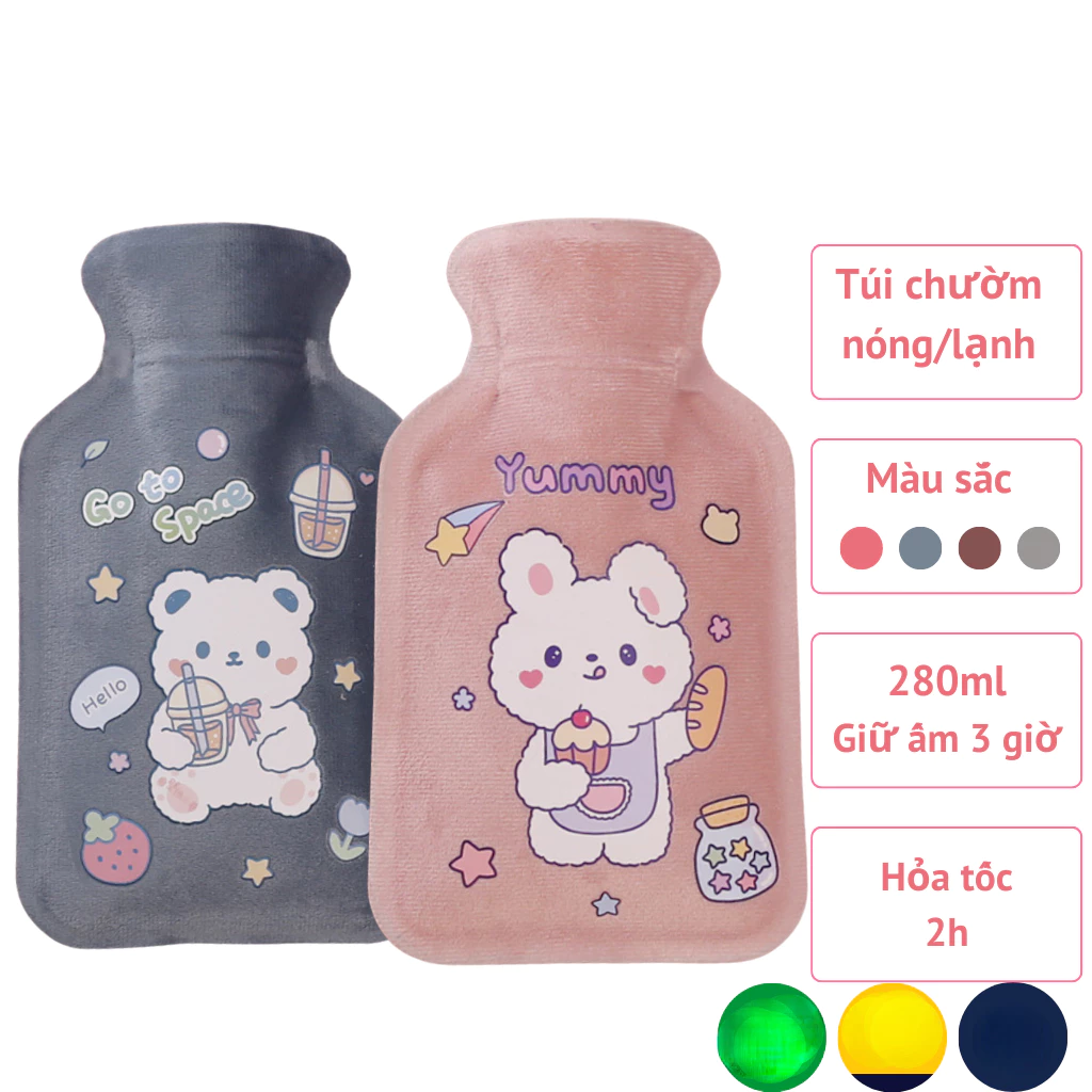 Túi chườm ấm nóng lạnh, Túi giữ nhiệt Pinkshop đa năng giảm đau bụng kinh 280ml yk