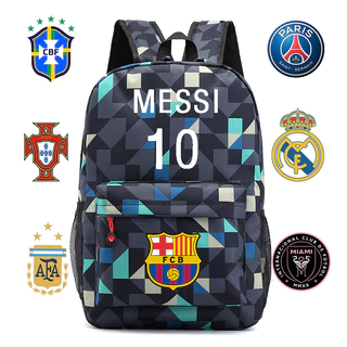 Miễn phí vận chuyển, thời trang bóng đá thể thao sinh viên ba lô, cao cấp Messi neymar, Real Madrid, Paris, 45*30cm, học sinh cấp 2, túi sinh viên đại học
