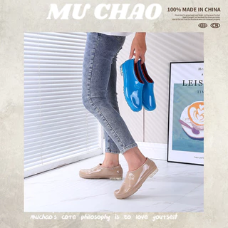 MUCHAO Ủng Đi Mưa Cổ Thấp Chống Thấm Nước Thời Trang Phong Cách Hàn Quốc Cho Nữ