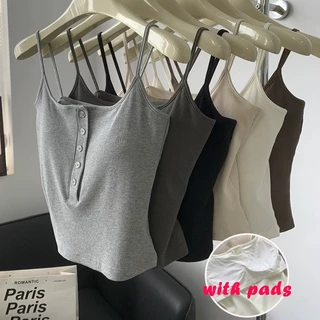 Áo tank top Chất Liệu cotton Cài Nút Thời Trang Quyến Rũ Cho Nữ