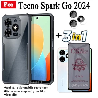 Ốp Điện Thoại Mềm Mặt Kính Cường Lực Chống Nhìn Trộm 3 Trong 1 Cho tecno spark go 2024 sparkgo2024