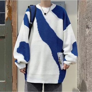 Áo Sweater Len Dệt Kim Dáng Rộng Cổ Tròn Phong Cách Thời Trang Hàn Quốc Cho Nam Giới áo len nữ form rộng áo len nam