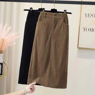 Váy Corduroy Váy Thẳng Nữ 2023 Phong Cách Mới Cao Cấp Ôm Hơn Nhìn Giữa Chiều Dài Bao Hông Quấn Hông Chữ a Váy Dài