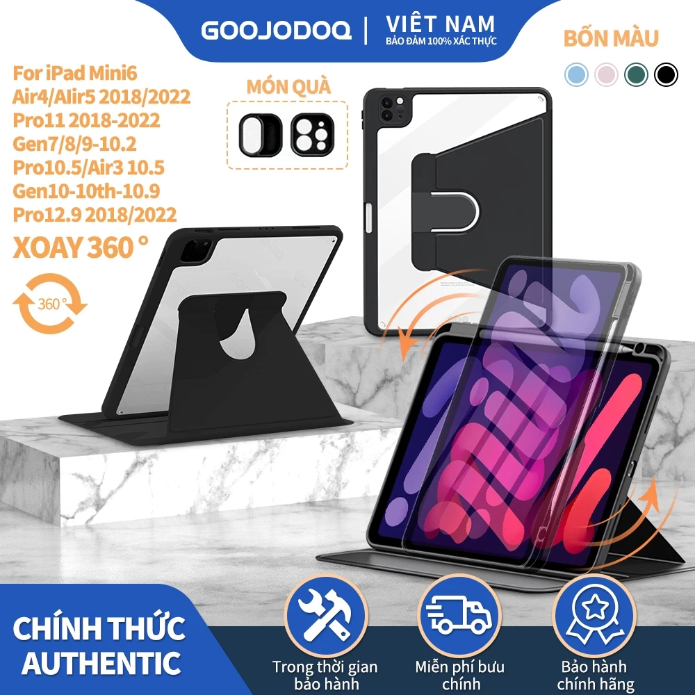 Goojodoq Bao da ipad máy tính bảng  xoay 360 độ thích hợp cho iPad Mini 6 iPad Air 4/5 Pro 11 12.9 10th 9th 8th 7th Gen ipad case
