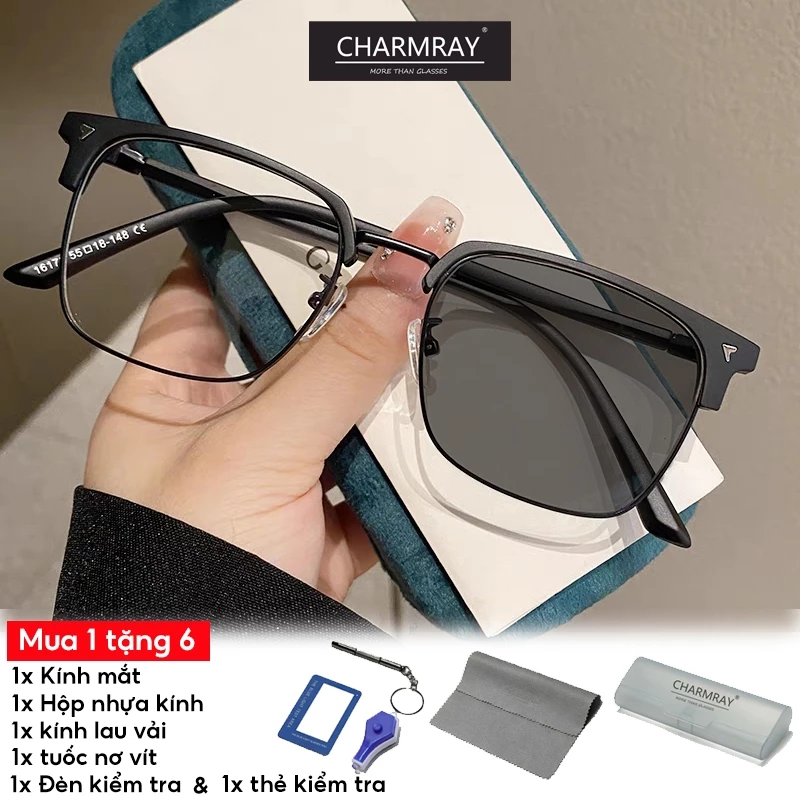 Charmray kính đổi màu Mát Gọng Vuông Chống Tia Bức Xạ Cho Cả Nam Và Nữ