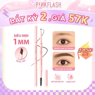 Pinkflash #SkinnyLine Bút Kẻ Lông Mày Hai Đầu 1mm Lâu Trôi Chống Thấm Nước Sắc Tố Cao Dễ Sử Dụng