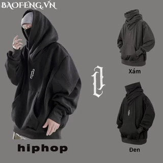 Áo hoodie ninja cổ cao hoodie cổ cao Áo hoodie nam tay dài cổ cao một lớp Thời trang Hàn Quốc dành cho nam nữ áo hoodie cổ áo lớn hoodie cổ lọ