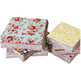 Set 50 Tấm Vải cotton 30x30cm Họa Tiết Hoa Không Lặp Lại Dùng Để Làm Đồ Thủ Công