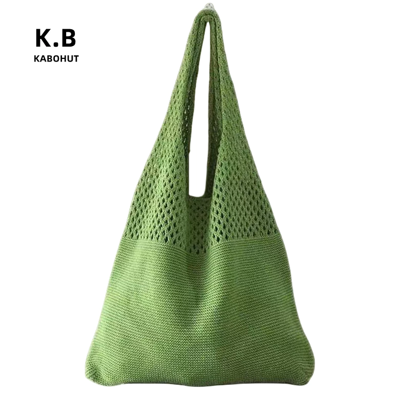 Kabohut Túi Xách Đeo Vai Dệt Kim Gọn Nhẹ Cỡ Lớn Thiết Kế Đơn Giản Thời Trang Cho Nữ