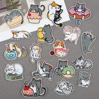 Sticker Ủi Thêu Hình Mèo Hoạt Hình Dễ Thương