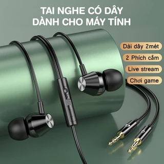 Tai Nghe Có Dây Gaming T8 Dành Riêng Cho Máy Tính Cây PC Có 2 Giắc Cắm 3.5mm Riêng Biệt, Chiều Dài Dây 2m, Có Mic