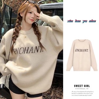 Xin lan ya she Áo sweater Chui Đầu Dáng Rộng Tay Dài Mềm Mại Phong Cách Mới Cho Nữ