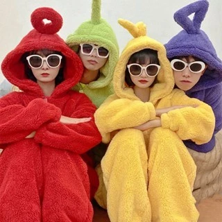 Hormoo Hoạt Hình Teletubbies Dày Lông Cừu San Hô Bộ Đồ Ngủ Một Mảnh Quần Áo Gia Đình