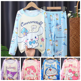 Bộ Đồ Ngủ Tay Dài In Hoạt Hình baju tidur budak perempuan Dễ Thương Cho Bé Gái