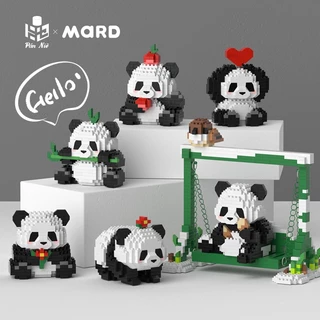 Khối Panda/Bảo vật quốc gia gấu trúc khổng lồ Huahua/Khối xây dựng lắp ráp câu đố/Quà tặng đồ trang trí đồ chơi trẻ em