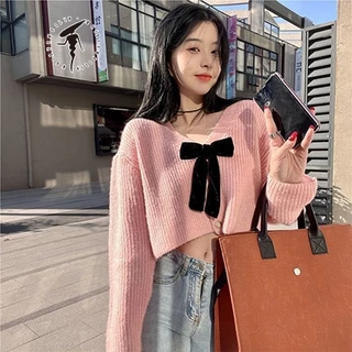 MeiXueMeiLin Áo Khoác cardigan Dệt Kim Tay Dài Cổ Chữ v Thời Trang Cho Nữ