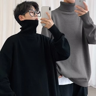 【M-8XL】Áo sweater cổ cao nam dáng rộng màu trơn thời trang áo cổ lọ bigsize Hàn Quốc cho fashion simple áo len cổ lọ nam unisex bigsize áo len sweater big size nữ 100kg