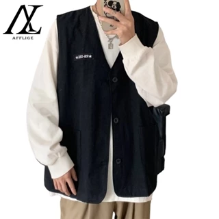 ♞Aff LIGA♞ Áo Khoác cardigan Cổ Chữ v Thêu Chữ Đơn Giản Màu Trơn Phong Cách Nhật Bản Mới 2023 Cho Nam