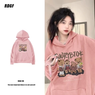 Áo hoodie Tay Dài Dáng Rộng Thời Trang Thu Đông Phong Cách Hàn Quốc Cho Nữ