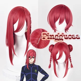 Anime BLUE LOCK Chigiri Hyoma Cosplay 53cm Wine Red Braided Hair Heat Resistant Synthetic Wigs