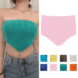 Áo Croptop Dệt Kim Không Tay Màu Trơn Thời Trang Cho Nữ