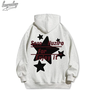 Áo khoác nỉ nam xám BEEYANBUY hoodie cotton thời trang in hình Star unisex 100% cotton-Y0632