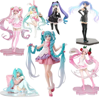 4 Styles Japan Anime Sakura Miku Hatsune Figure Kawaii Black Clothes Purple Hair Action Figures Toys Girls PVC Model Girl