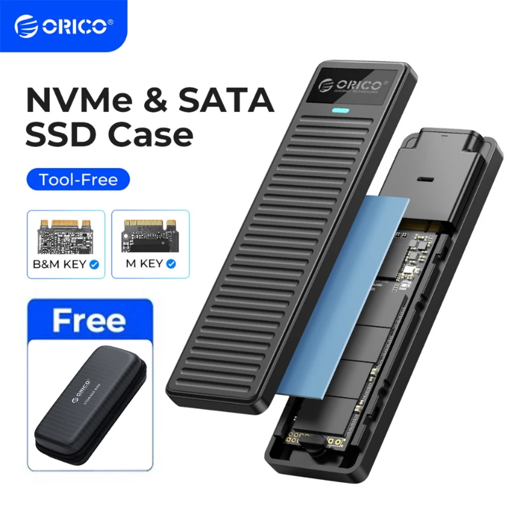 Hộp đựng ổ cứng ORICO M.2 NVMe SSD 10Gbps USB 3.2 Gen2 M2 SSD thiết kế đơn giản cho NVMe SATA UASP (PDDM2C3)