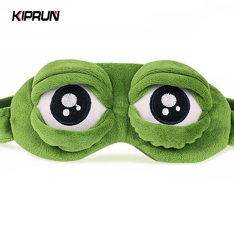 Kiprun 3D Sad Frog Sleep Eye Mask, Phim hoạt hình dễ thương Mặt nạ mắt ếch sang trọng Mặt nạ mắt xanh Thư giãn khi ngủ Du lịch Ngủ Anime Quà tặng ngộ nghĩnh Kính làm đẹp