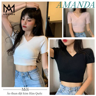 AMANDA, Thanh lịch Thông thường unique áo thun ôm body, áo thun nữ form vừa, áo sơ mi nữ, áo croptop, croptop